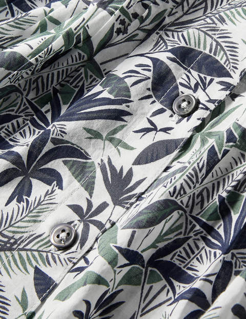 Robe-chemise Antonia en coton - Ivoire, palmier tropical Robe-chemise Antonia en coton - Ivoire, palmier tropical