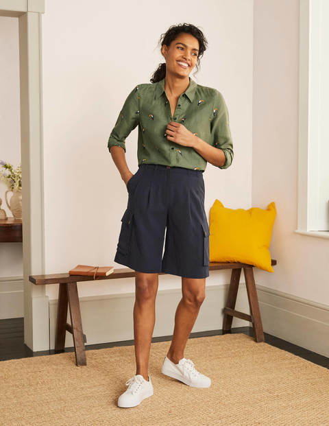 Embroidered Linen Shirt - Alder Embroidered Linen Shirt - Alder