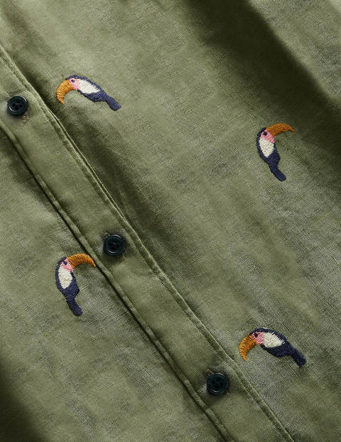 Embroidered Linen Shirt - Alder Embroidered Linen Shirt - Alder