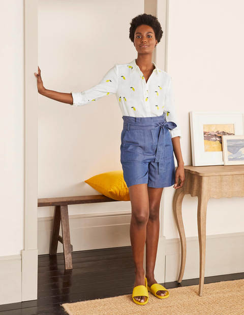 Embroidered Linen Shirt - White with Lemon Embroidery Embroidered Linen Shirt - White with Lemon Embroidery
