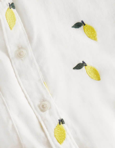 Embroidered Linen Shirt - White with Lemon Embroidery Embroidered Linen Shirt - White with Lemon Embroidery