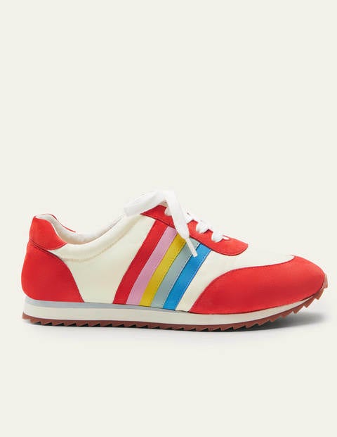 Striped Trainers - Cherry Red/White Striped Trainers - Cherry Red/White