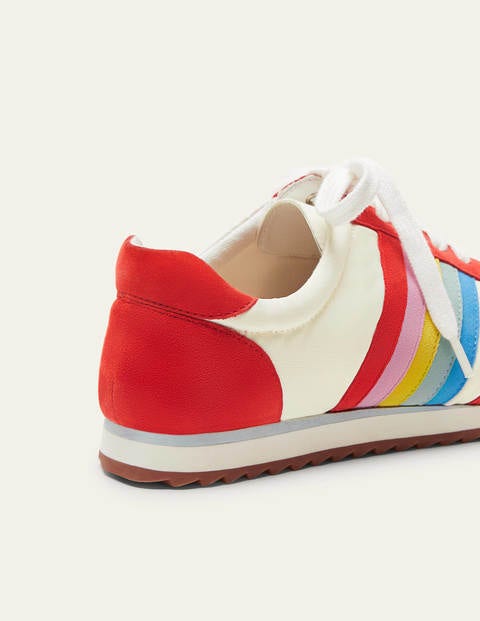 Striped Trainers - Cherry Red/White Striped Trainers - Cherry Red/White