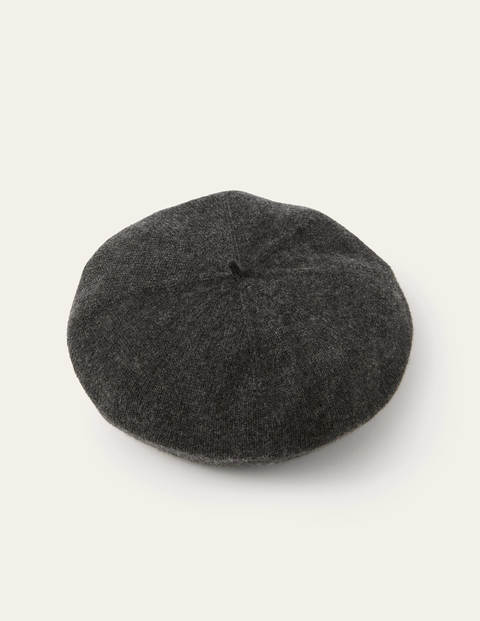 Cashmere Beret - Charcoal Melange/Lurex Stripe Cashmere Beret - Charcoal Melange/Lurex Stripe