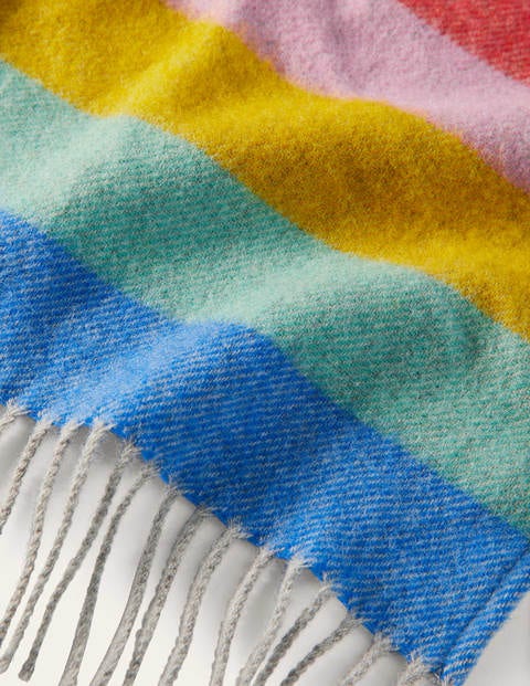 Wool Cape - Grey, Rainbow Stripe