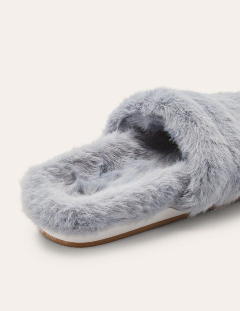 Fur Slider Slippers - Grey