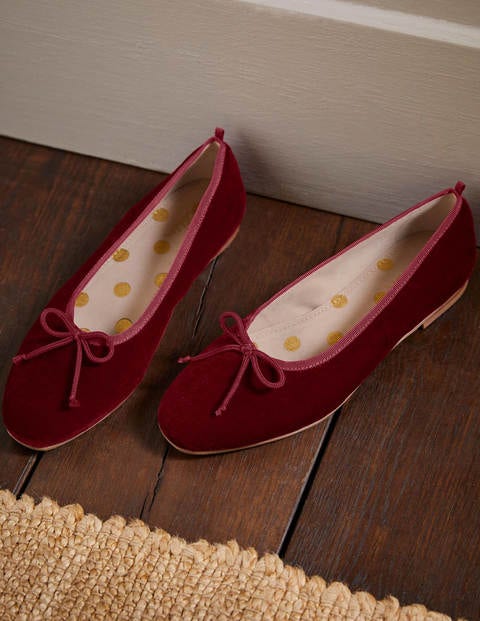 Hoch geschnittene Ballerinas - Weinrot, Samt Hoch geschnittene Ballerinas - Weinrot, Samt
