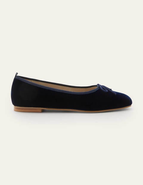 High Cut Ballerinas - Navy Velvet High Cut Ballerinas - Navy Velvet