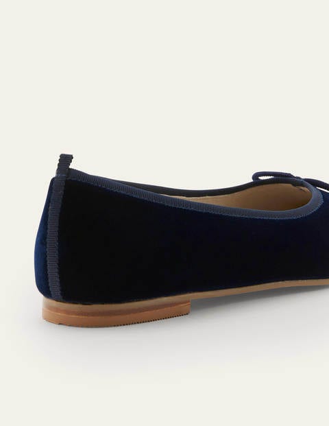 High Cut Ballerinas - Navy Velvet High Cut Ballerinas - Navy Velvet