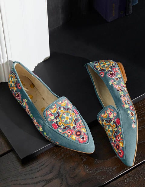 Embroidered Loafers - Cobble Grey, Tapestry