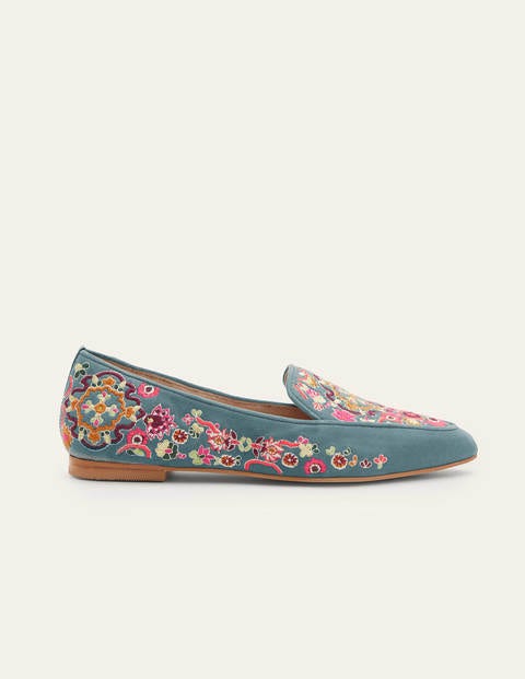 Embroidered Loafers - Cobble Grey, Tapestry