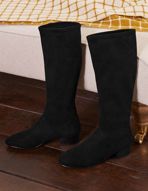 suede boots black flat