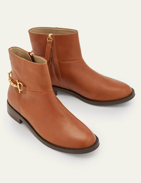 Snaffle Detail Ankle Boots - Dark Tan Snaffle Detail Ankle Boots - Dark Tan