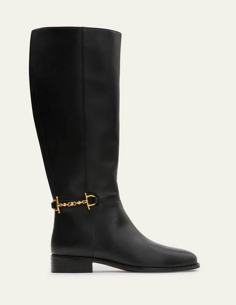 Snaffle Detail Riding Boots - Black
