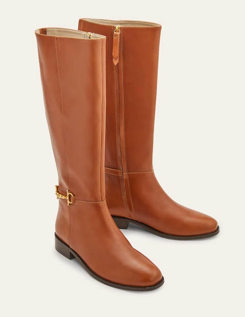 Snaffle Detail Riding Boots - Dark Tan Snaffle Detail Riding Boots - Dark Tan