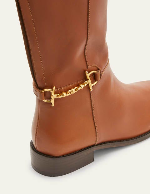 Snaffle Detail Riding Boots - Dark Tan Snaffle Detail Riding Boots - Dark Tan
