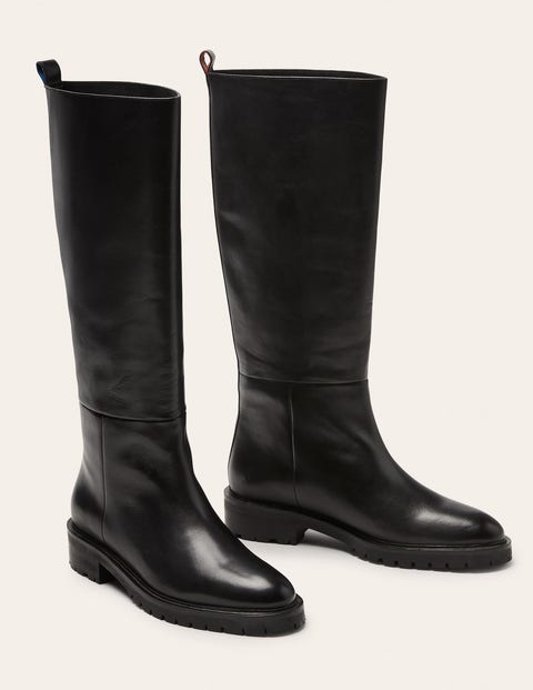 Robuste kniehohe Stiefel zum Hineinschlüpfen - Schwarz Robuste kniehohe Stiefel zum Hineinschlüpfen - Schwarz