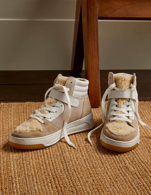 Heather High Top Trainers - Natural Borg