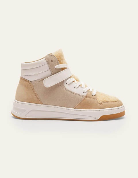Heather High Top Trainers - Natural Borg Heather High Top Trainers - Natural Borg