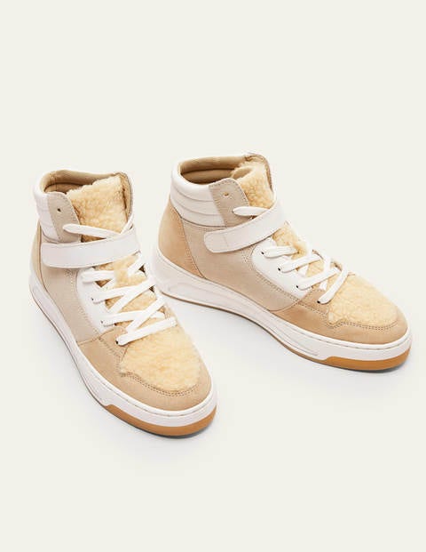 Heather High Top Trainers - Natural Borg Heather High Top Trainers - Natural Borg