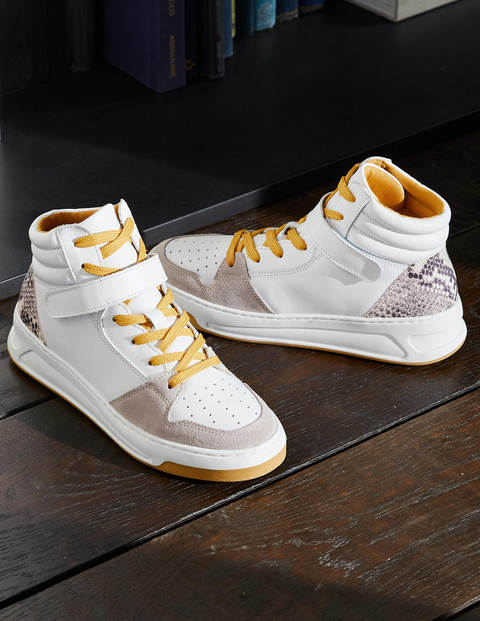 Heather High Top Trainers - White/Snake
