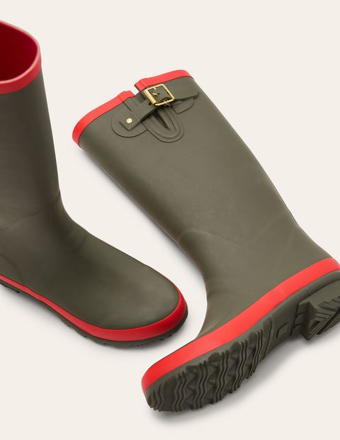 Wellington Boots - Classic Khaki/Cherry Red Wellington Boots - Classic Khaki/Cherry Red