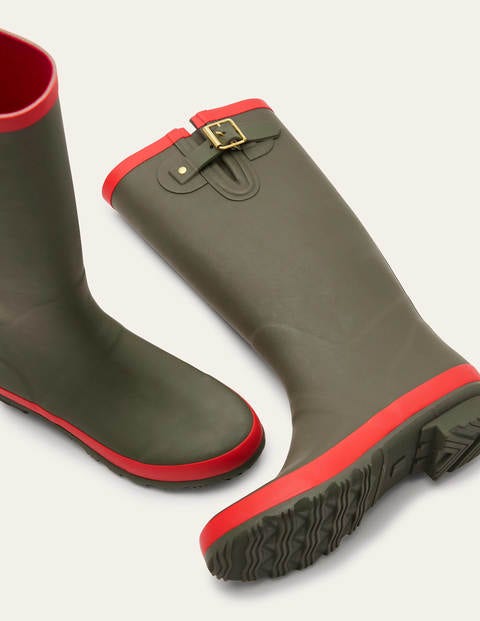 Wellington Boots - Classic Khaki/Cherry Red Wellington Boots - Classic Khaki/Cherry Red