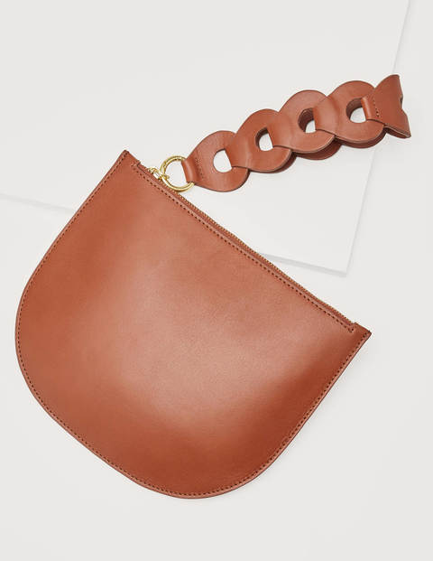 Clutch mit Gliederdetail - Hellbraun Clutch mit Gliederdetail - Hellbraun