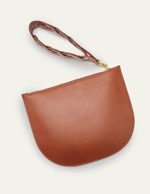 Clutch mit Gliederdetail - Hellbraun Clutch mit Gliederdetail - Hellbraun