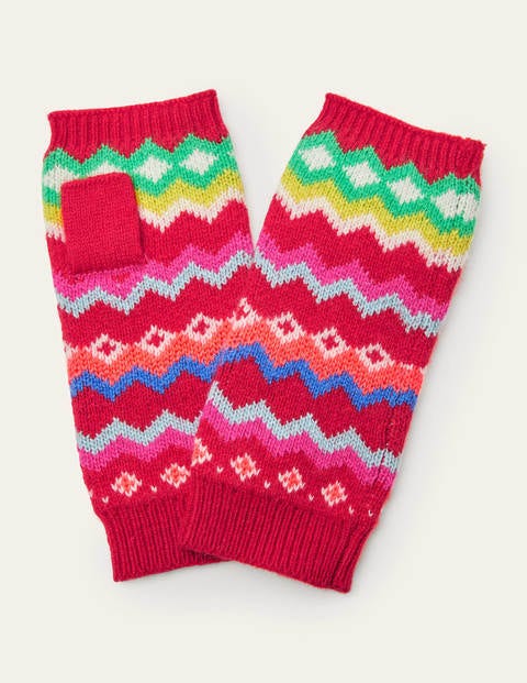 Fingerlose Handschuhe mit Fair-Isle-Muster - Rockabilly-Rot Fingerlose Handschuhe mit Fair-Isle-Muster - Rockabilly-Rot