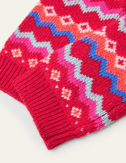 Fingerlose Handschuhe mit Fair-Isle-Muster - Rockabilly-Rot Fingerlose Handschuhe mit Fair-Isle-Muster - Rockabilly-Rot