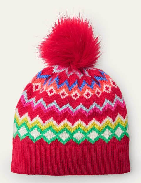 Fair-Isle-Mütze - Rockabilly-Rot Fair-Isle-Mütze - Rockabilly-Rot