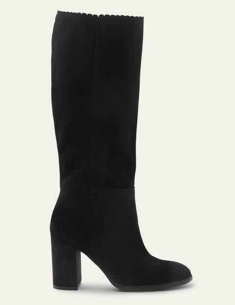 Scallop Detail Knee High Boots
