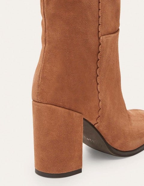Scallop Detail Knee High Boots - Tan Scallop Detail Knee High Boots - Tan