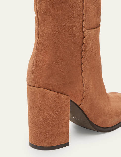 Scallop Detail Knee High Boots - Tan Scallop Detail Knee High Boots - Tan