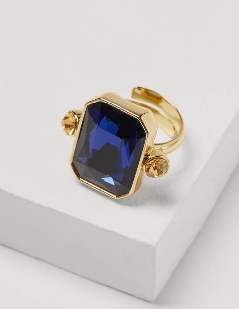 Jewelled Cocktail Ring - Navy