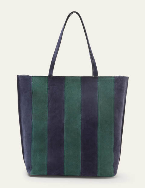 Sac cabas rayé en cuir - Bleu marine Sac cabas rayé en cuir - Bleu marine