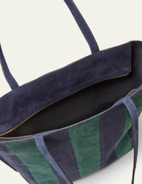 Sac cabas rayé en cuir - Bleu marine Sac cabas rayé en cuir - Bleu marine