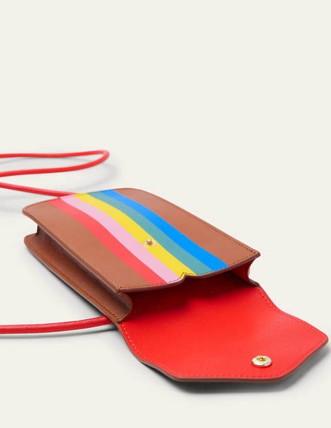 Handytasche zum Umhängen - Hellbraun/Bunt, Gestreift Handytasche zum Umhängen - Hellbraun/Bunt, Gestreift