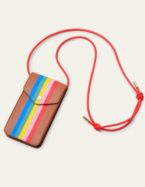 Handytasche zum Umhängen - Hellbraun/Bunt, Gestreift Handytasche zum Umhängen - Hellbraun/Bunt, Gestreift
