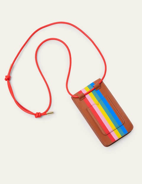 Handytasche zum Umhängen - Hellbraun/Bunt, Gestreift Handytasche zum Umhängen - Hellbraun/Bunt, Gestreift