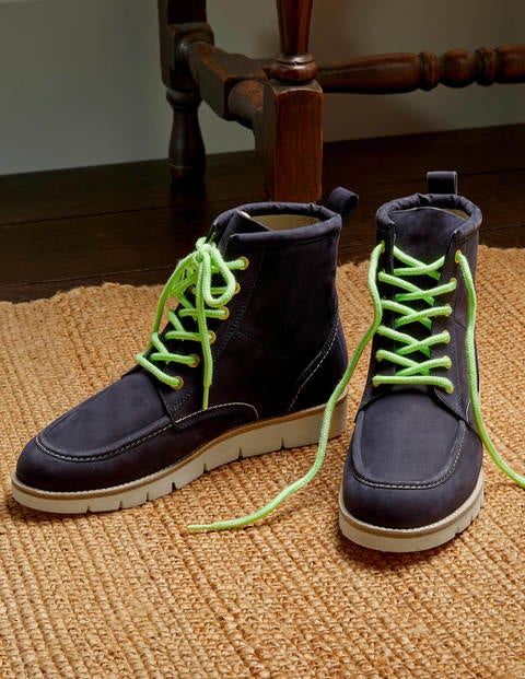 Seam Detail Lace-up Boots - Navy Seam Detail Lace-up Boots - Navy