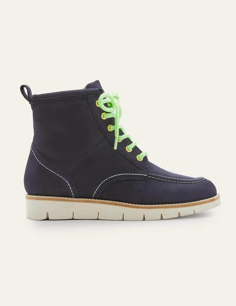 Seam Detail Lace-up Boots - Navy Seam Detail Lace-up Boots - Navy