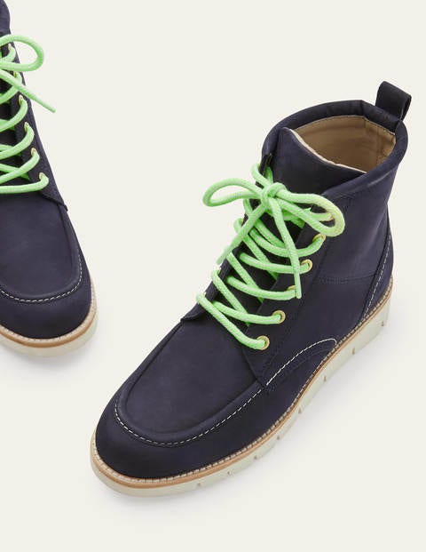 Seam Detail Lace-up Boots - Navy Seam Detail Lace-up Boots - Navy