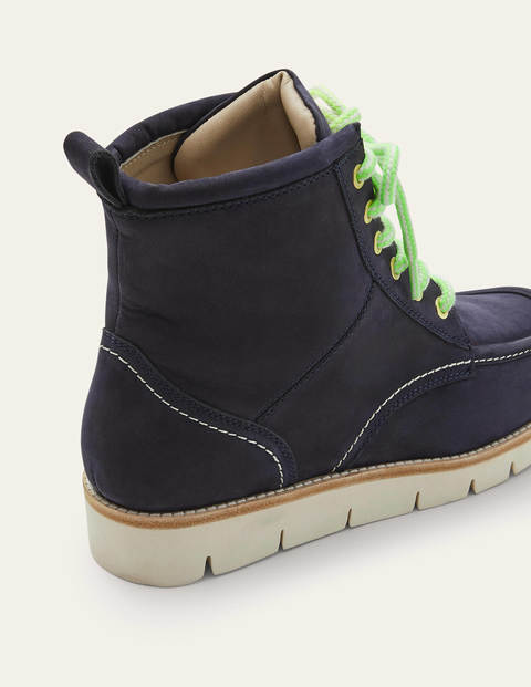 Seam Detail Lace-up Boots - Navy Seam Detail Lace-up Boots - Navy