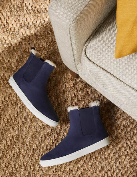 Shearling Chelsea Boots - Navy Shearling Chelsea Boots - Navy