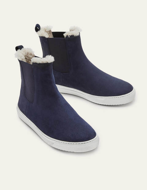 Shearling Chelsea Boots - Navy Shearling Chelsea Boots - Navy