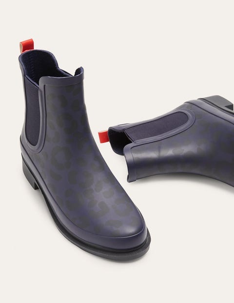 Chelsea Wellington Boots - Navy Leopard Chelsea Wellington Boots - Navy Leopard