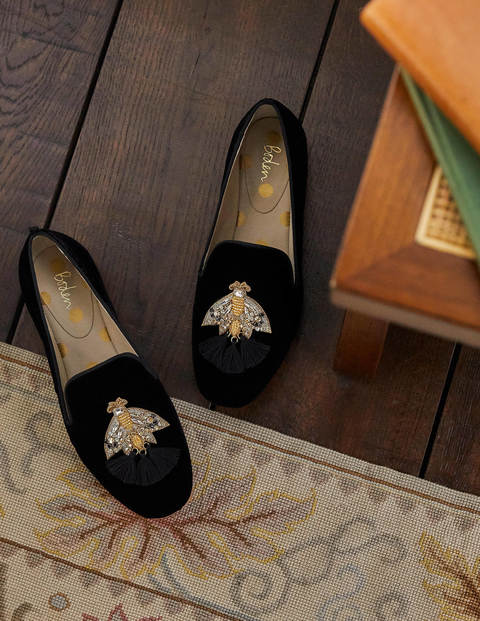Gabriella Embellished Loafers - Black Velvet/Moth Gabriella Embellished Loafers - Black Velvet/Moth