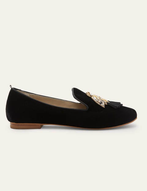 Gabriella Embellished Loafers - Black Velvet/Moth Gabriella Embellished Loafers - Black Velvet/Moth